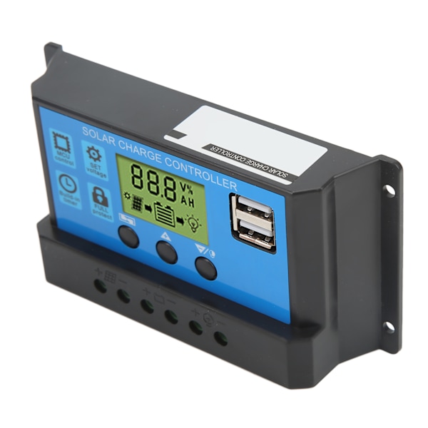 12V 24V Solcellsladdningsregulator USB PWM Fotovoltaisk Solpanel Laddningsregulator med LCD-display 20A
