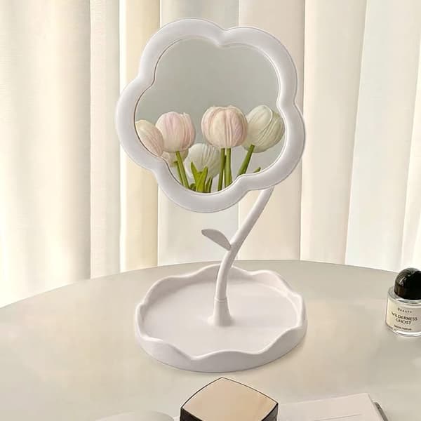 Blomspegel, Bordspegel, Sminkspegel, Blomformad Sminkspegel, Söt Blomformad, Passar för Sovrum, Vardagsrumsdekoration