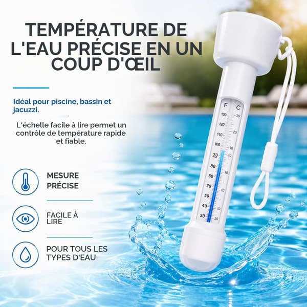 Flytande pooltermometer, lättläst vattentemperaturmätare för simbassänger och spa