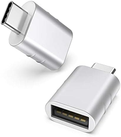 Syntech USB C til USB-adapter, 2-pak, USB 3.0 hun til Thunderbolt 4/3-adapter kompatibel med MacBook Pro Air 2024, Surface, iPad, iPhone Sølv Silver 27.4 x 16.5 x 8.1 mm
