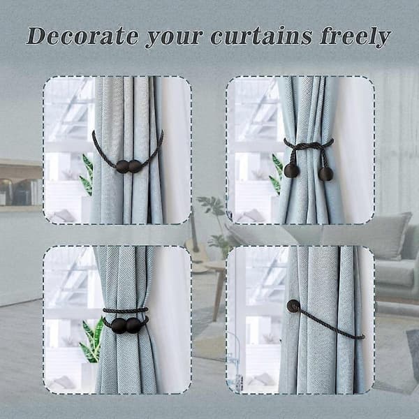 Magnetic Curtain Tiebacks Black 2pcs Decorative Curtain Tiebacks