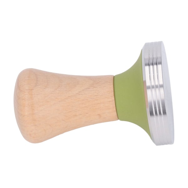 Bøg Træ Kaffe Tamper Træ Håndtag Kaffe Pulver Presse Hammer Grinder med Rustfrit Stål Base til Begyndere Baristaer Grøn 58mm