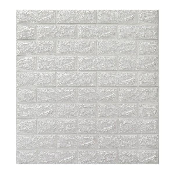 3D Brick Wall Stickers Self Adhesive Waterproof Prevent Collision DIY Faux Foam Brick Wall Panels for Bedroom Kitchen Standard 2.5mm/0.1in White