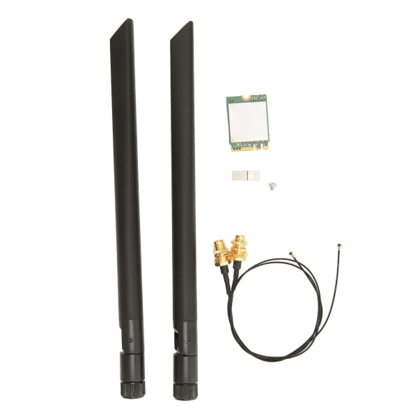 Trådløst kort WIFI6E 5374M Gigabit 5G Dual Band NGFF BT 5.2 M2 grensesnitt Wifi-kort med antennetilkoblingskabel Enkeltkortkabelantenne