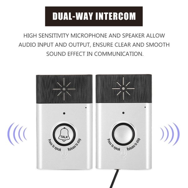 2.4GHz Mini Portabel Dubbelriktad Röstintercom Trådlös Dörrklocka Interfonsystem