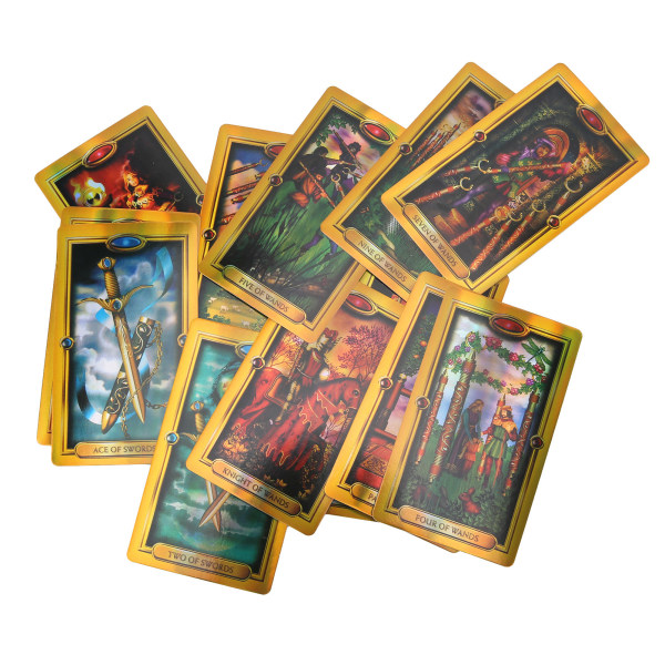Gold Tarot Cards Deck English Language Family Interactive Board Game Tarot Card