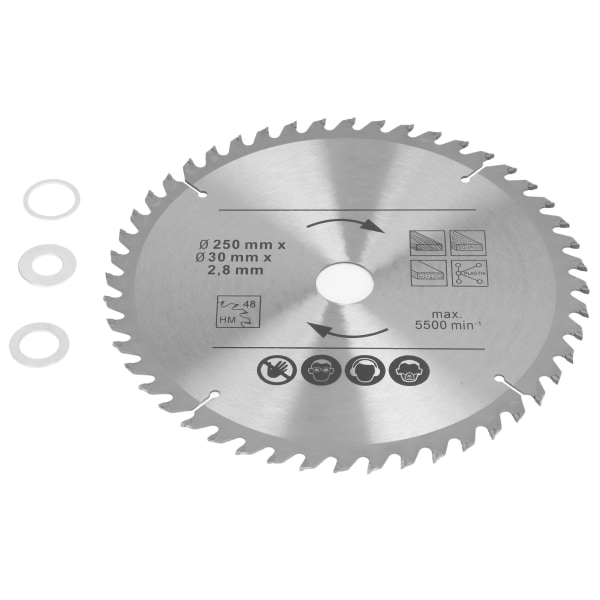 250 mm cirkelsavklinge i hårdmetal til træbearbejdning 5500 RPM 250X48TX30