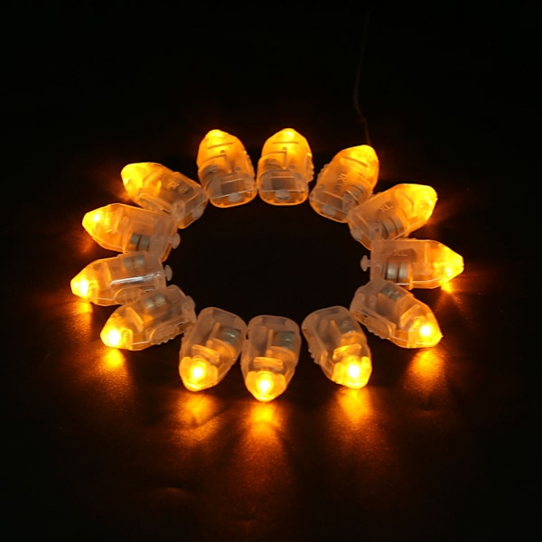 1 sett/50 stk vanntett LED-lys for papirlykt ballong bryllupsfestdekor gul