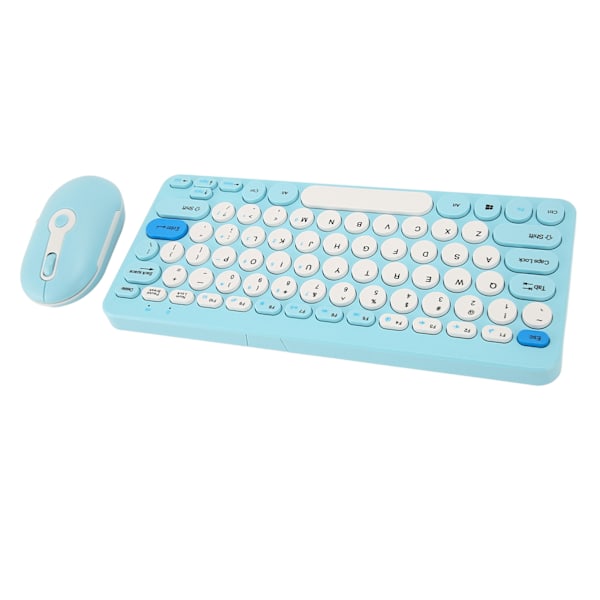 Langaton näppäimistö ja hiirisetti tyylikkäillä pyöreillä näppäimillä, hiljainen, ergonominen, 2.4G näppäimistö ja hiiriyhdistelmä pöytätietokoneelle, sininen