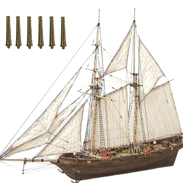 7stk bronsedeler treseilbåtskipsett Hjem DIY-modell dekorasjon Båtgaver leketøy for barn