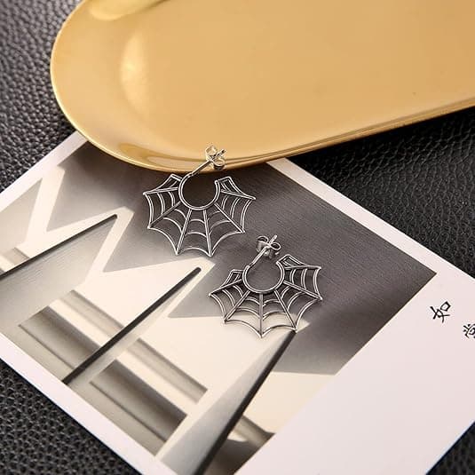 Halloween Spindelvævsøreringe til Kvinder Kirurgisk Stål Stiftøreringe til Mænd
