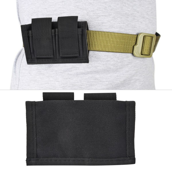 Nylon Dobbelt Speedloader Taske Magasin Pung Shotshell Bærer Holder Jagt Tilbehør (Sort)