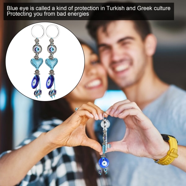 2kpl Lucky Eye Avaimenperä Sininen Turkki Amulet Sydämenmuotoiset Helmet Riipus Avaimenperä Koru Lahja