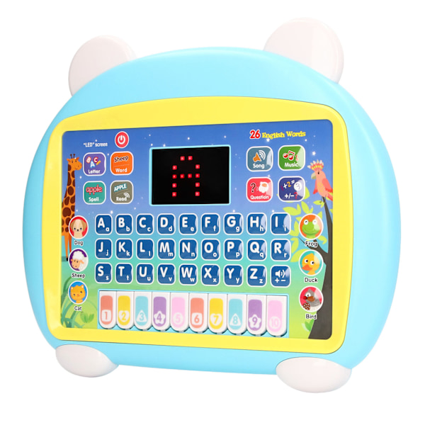 Interaktivt pedagogisk elektronisk LED-ordstavingsmusik Toddler Learning Pad Lyseblå