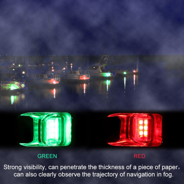 2st 12V LED infälld sidobåge Navigationssignalljuslampa för marinbåt Yacht Grön/röd