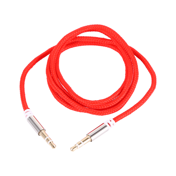 Lydkabeladapterstik 3,5 mm AUX-kabel han-til-han-bilhjælpeledning Stereokabel Rød