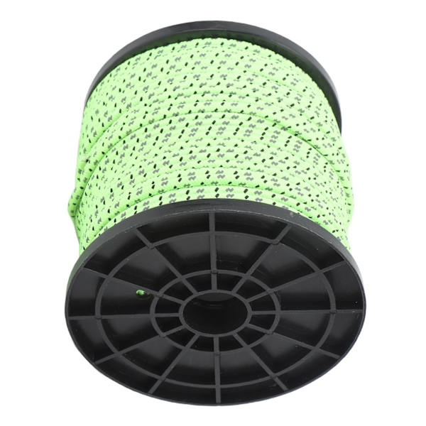 Reflekterande Campingrep Texturvävning 50m 4mm Polyester Fallskärmslina för Resor Vandring Ryggsäck Fluorescerande Grön