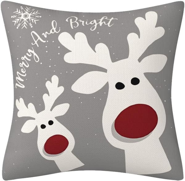 Jule Pudebetræk Sæt med 4 Grå Pudebetræk 45x45 cm Blødt Polyester Firkantede Jule Pudebetræk til Soveværelse