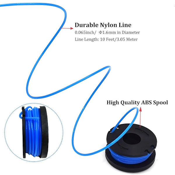 TLW-01+TLW-01-1 6-pack Replacement Spool + 1pc Spool Cap Trimmer Set for Harbor Freight Bauer 19115C-B 2