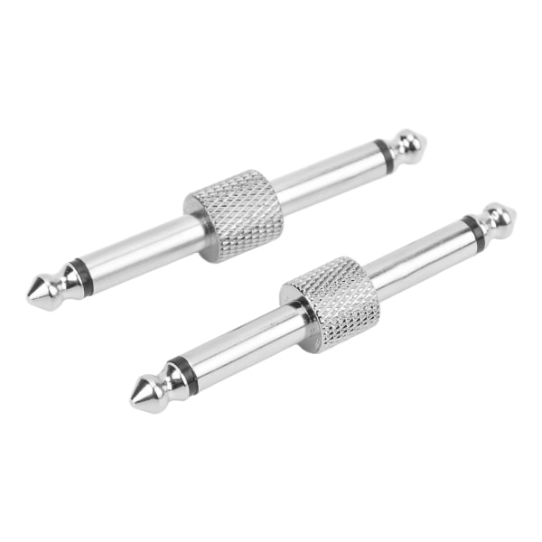 2 STK 6,35 mm effektadapterstik Støjreduktion Guitarpedal Coulper KonverteringsstikSølv