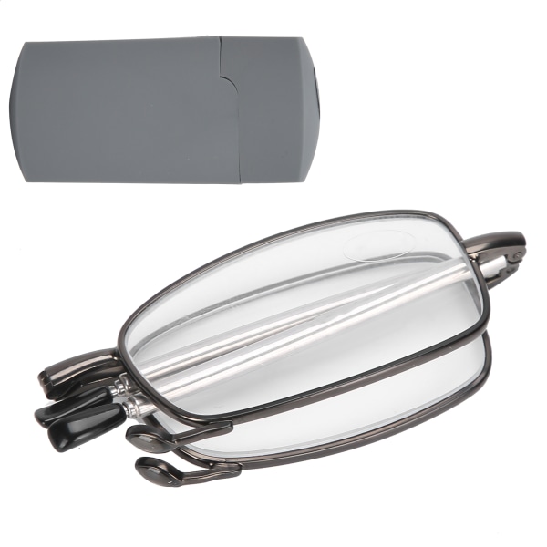 Sammenleggbare briller Unisex menn kvinner rustfritt stål eldre anti-skli lesebriller (+250 grå)