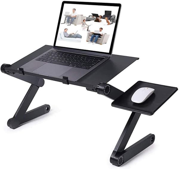 Laptopställ, hopfällbart sängbord - 360° justerbart stativ, för bärbara datorer och böcker (Svart)