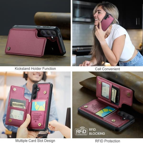 Samsung Galaxy S26 5G Cover med kortplads RFID-beskyttelse Rød Röd