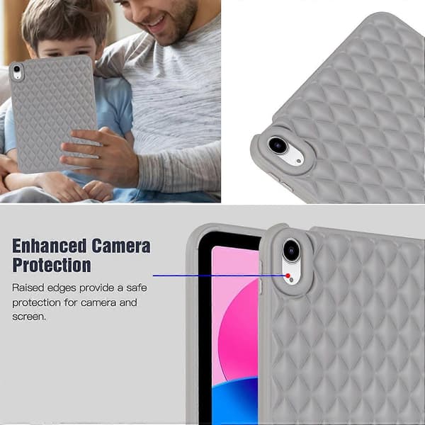 Anti-drop Protective Back Cover for iPad 10.9 (2022) Rhombus Pattern Soft TPU Tablet Case