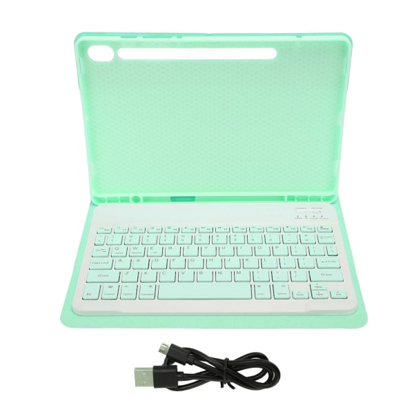 Nettbretttastatur BT-tilkobling PU-skinn nøyaktige utskjæringer Vanntett trådløst tastatur for Tab S9 11in 2023 Grønn