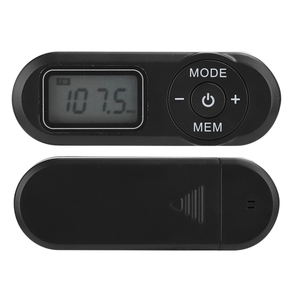 DSP Mini Bärbar 1,1 tum LCD Digital FM Radio Musikspelare Svart med hörlurar