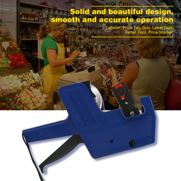 MX-5500 Labeler 8-cifret prisskilt Sticker Gun Retail Tool Inkluderer etiketter og blækpåfyldning (blå)