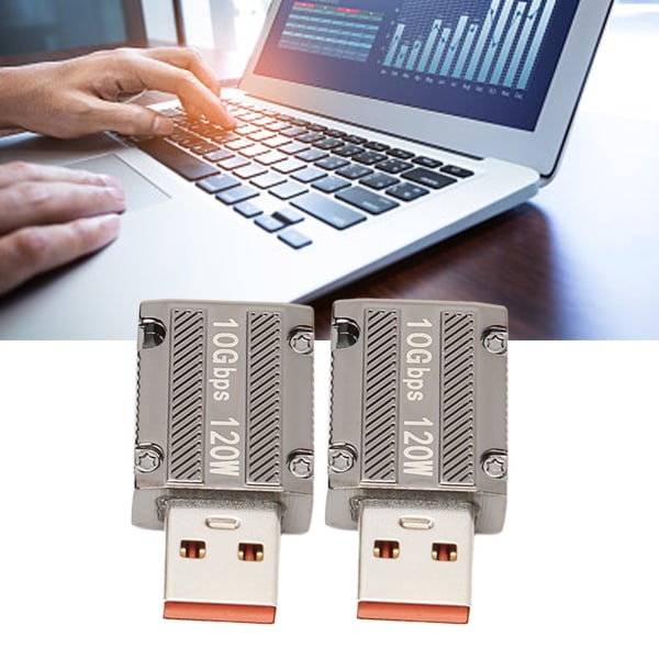 USB 3.0 till typ C-adapter - 10Gbps dataöverföring, 120W snabbladdning, 6A - för bärbar dator, PC, Power Bank