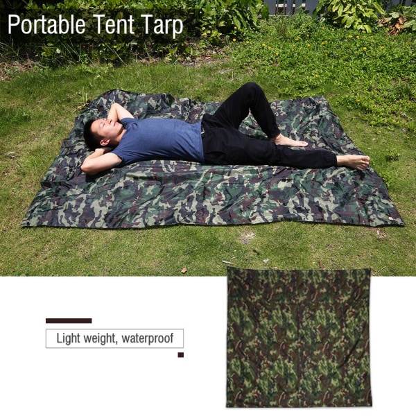 Kamouflage Utomhus Portabel Lättviktig Regntät Mat Regntält Tarp Skydd (2*2m)
