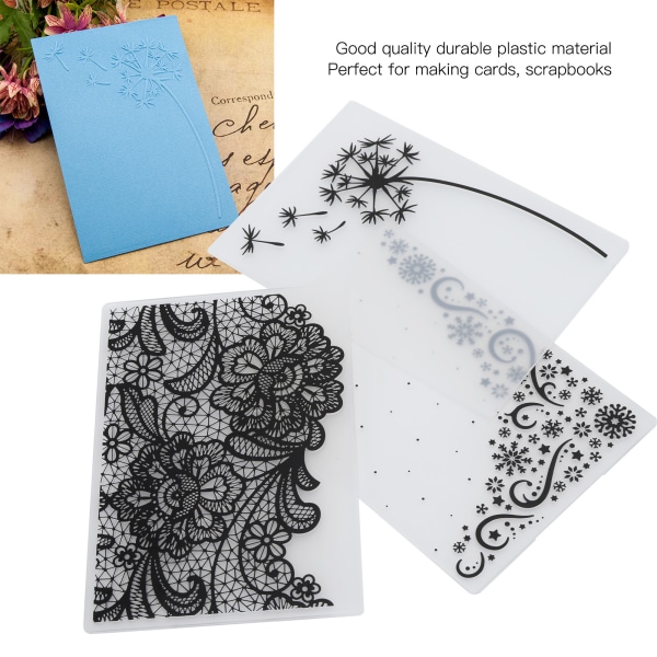 3 stk. Plast Prægefolder DIY Kortfremstilling Scrapbooking Præget Skabelon Papirhåndværktøj