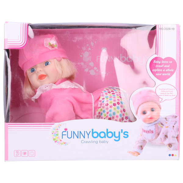 Naturtro sød babydukke Elektrisk smart grinende kravlende dukke Simulering Børnelegetøj11.5in L pige