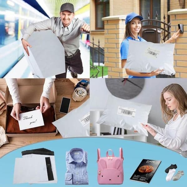100-pack poly-postpåsar för kläder, 250x350 mm extra starka vattentäta självhäftande fraktpåsar