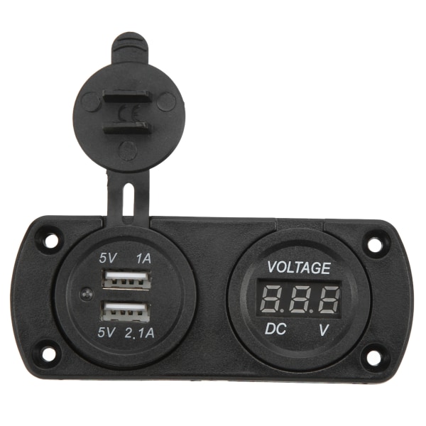 Snabb billaddare spänningsmätare Dubbel USB 12‑24V Vattentät 2,1A utgång Universal för motorcyklar båtar