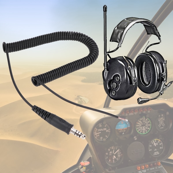 Gjør-det-selv erstatningskabelfjæradapterledning for helikopterhodesett U-174/U militærkontakt