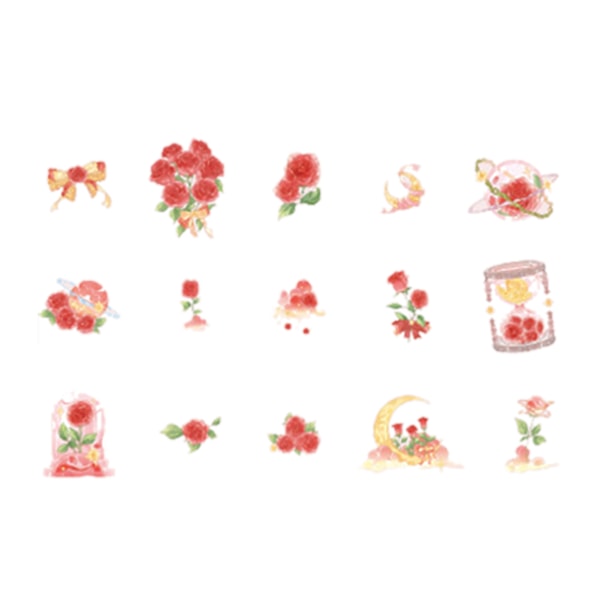 40PCS Handbook Decoration Theme Stickers Fashionable Stickers Romantic Flower Stickers Red Roses