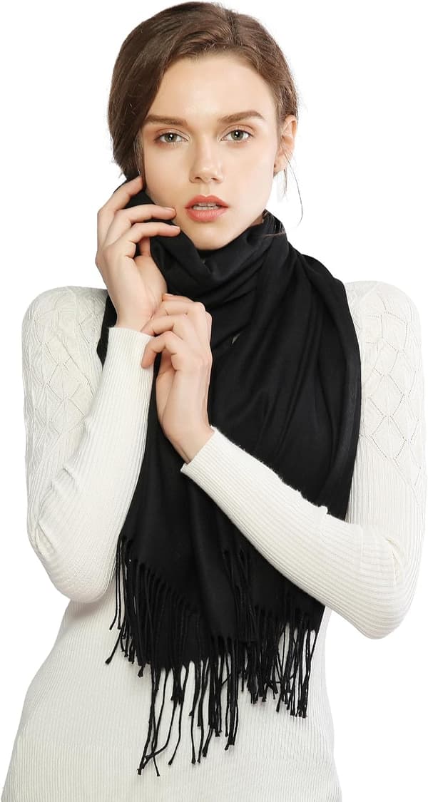 Skjerf til dame Pashmina sjal og omslag til bryllup Skjerf til dame Vinter Black