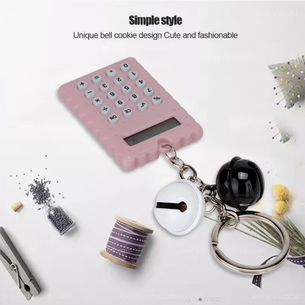 Cute Bell Cookie Style 8-numeroinen elektroninen kannettava laskin avaimenperä karkkiväri (violetti)