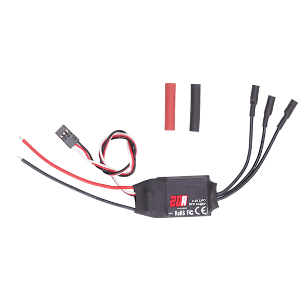 RC 20A børsteløs ESC-hastighetsregulator med 3,5 mm bananplugg loddet 5V 2A BEC-utgang for RC-dronefly-tilbehør