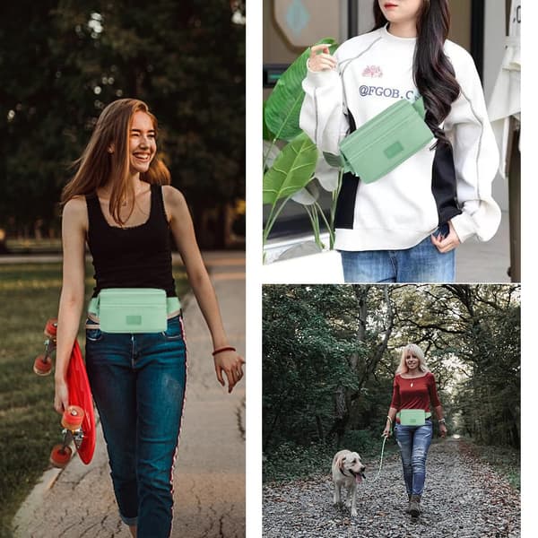 Midjeväskor Fanny Pack Dam Mode Bum Bag med Justerbart Bälte för Sport Vandring Flickor Kvinnor (Grön)