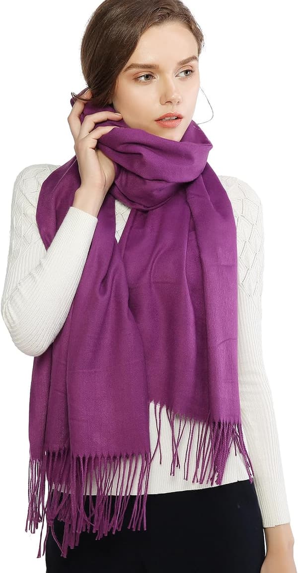 Skjerf til dame Pashmina sjal og omslag til bryllup Skjerf til dame Vinter Purple