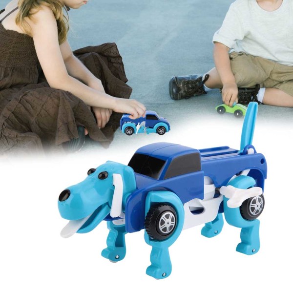 Clockwork Automatisk Transform Hundebil Deformationslegetøj til børn (blå)