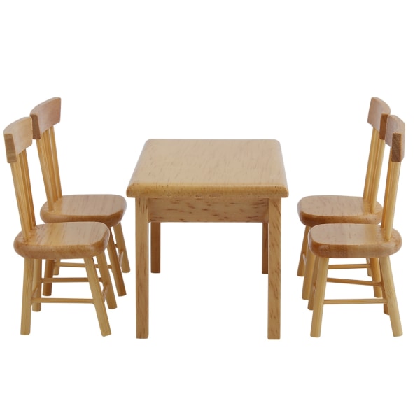 5 stk Spisebordsstol Model Sæt 1:12 Dukkehus Miniature Møbler Barnegave (Træfarve)