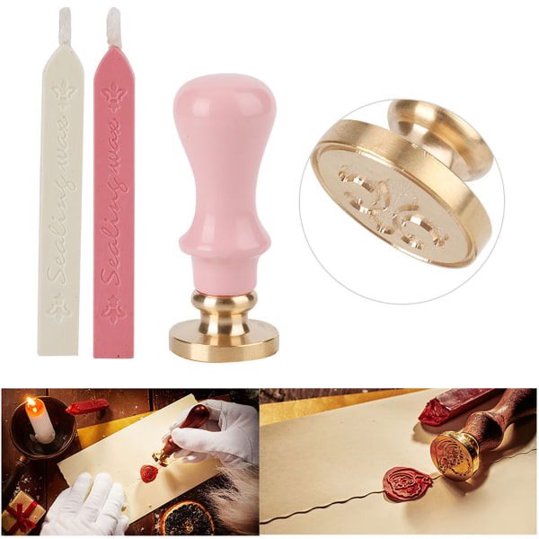 EU Retro Stil Sigillack Trähandtag Sigillstämpel Kreativ Presentstämpel (070049 Blech Pink)