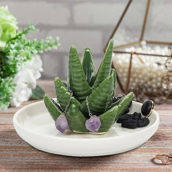 Aloe-ringholder Smykkebakke Keramisk Kaktus-ringfad