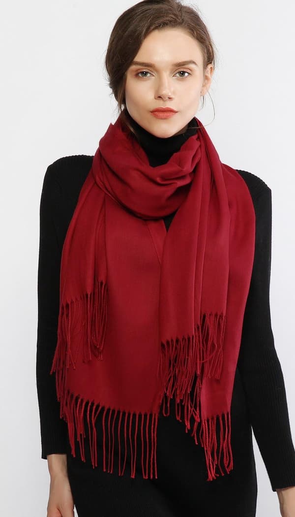 Skjerf til dame Pashmina sjal og omslag til bryllup Skjerf til dame Vinter Burgundy