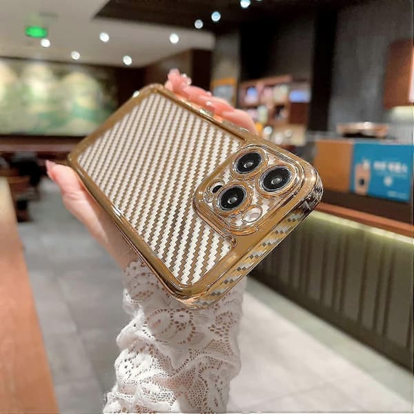 Plated Striped Case Compatible With iPhone 14 Pro Max/14 Pro, Soft Shockproof TPU Cover With Lens Protection